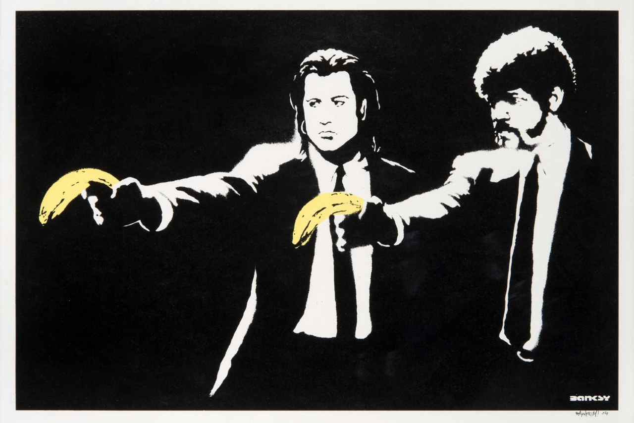 Banksy《Pulp Fiction》涂鸦画作竞拍成交价仅达 $17 万美元