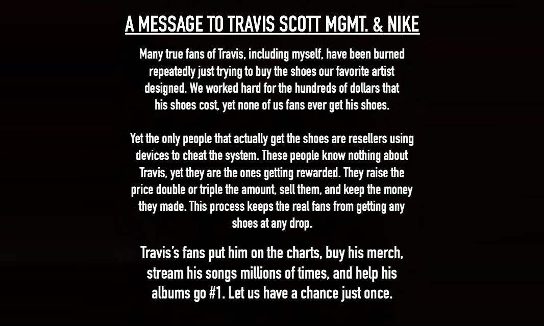 Travis Scott 正面回应粉丝诉求