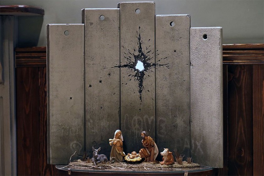 呼吁爱与和平，Banksy 新作《Scar of Bethlehem》在巴以交界处展出