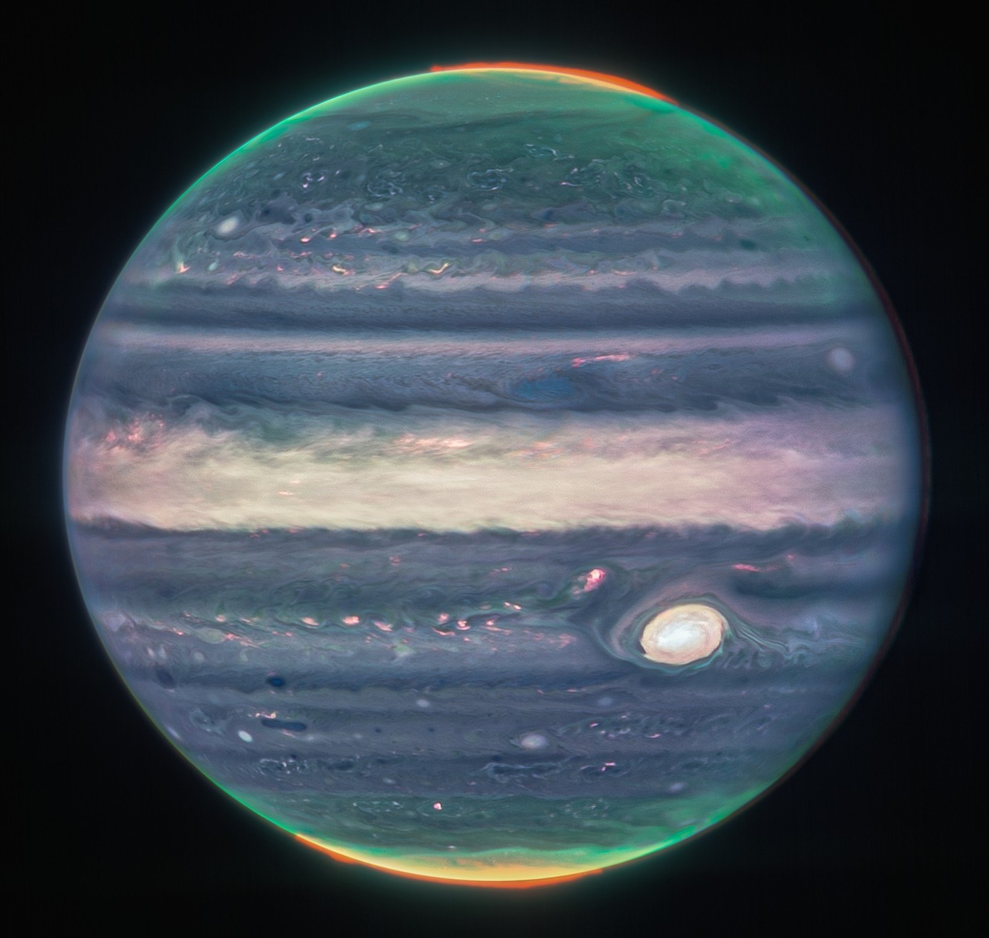 NASA 发布詹姆斯·韦伯酞空望远镜拍摄的木星图片